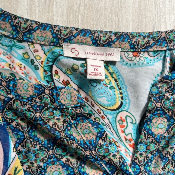 CB PLUS sheer floral blouse 1X - Picture 3 of 4